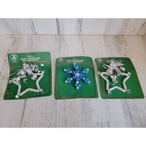 Star silver blue snowflake bells ornament‎ Xmas set